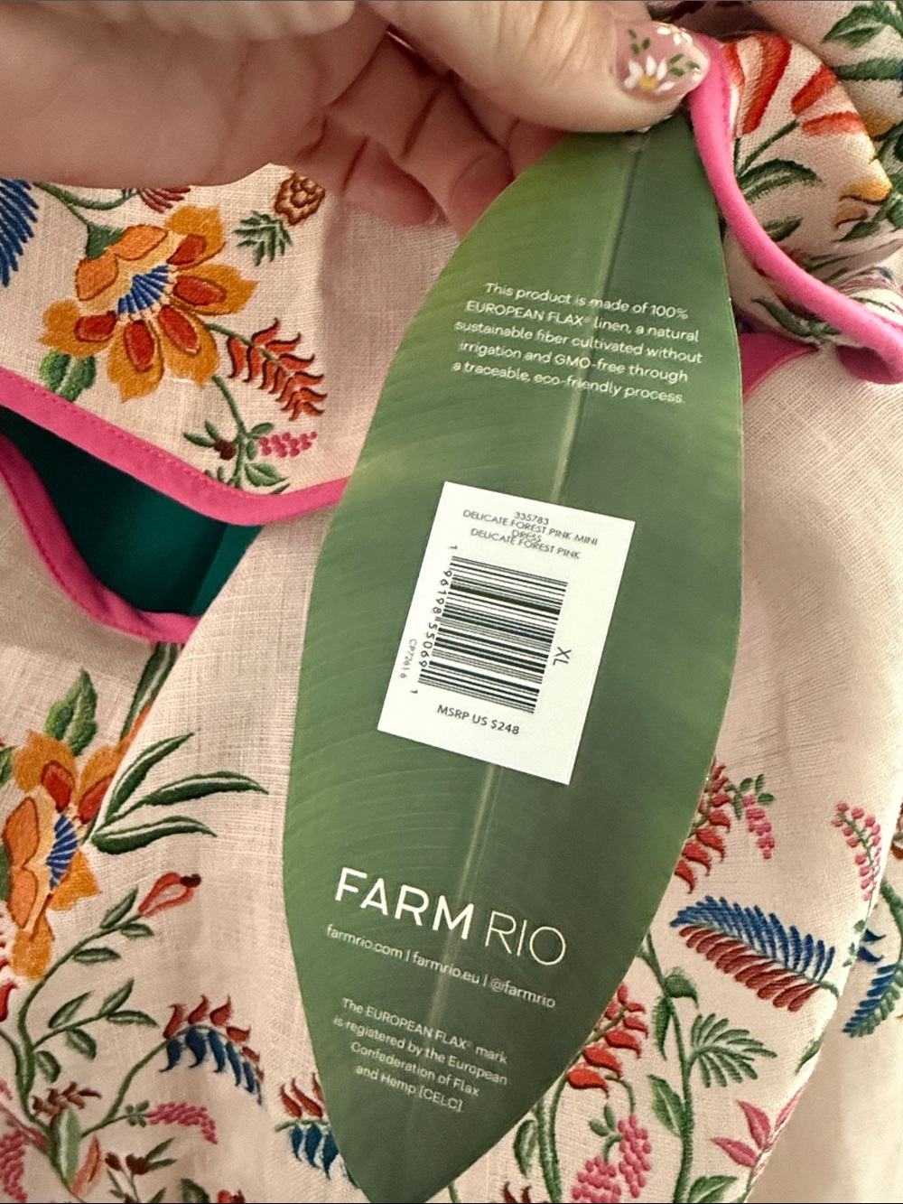 🦜 Anthropologie Farm Rio Delicate Forest Pink Floral Cut Out Dress XL - Picture 7 of 13